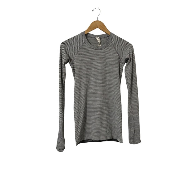 LULULEMON Swiftly Tech 2.0 Striped Gray Long Sleeve Top Shirt - Picture 5 of 9